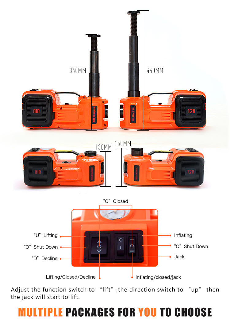 Motorized hydraulic jack with pressure gauge 155450mm Buy High